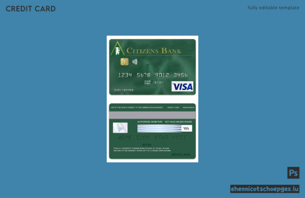 Beispielvorschau für eine Visa Green Card der Guyana Citizens Bank
